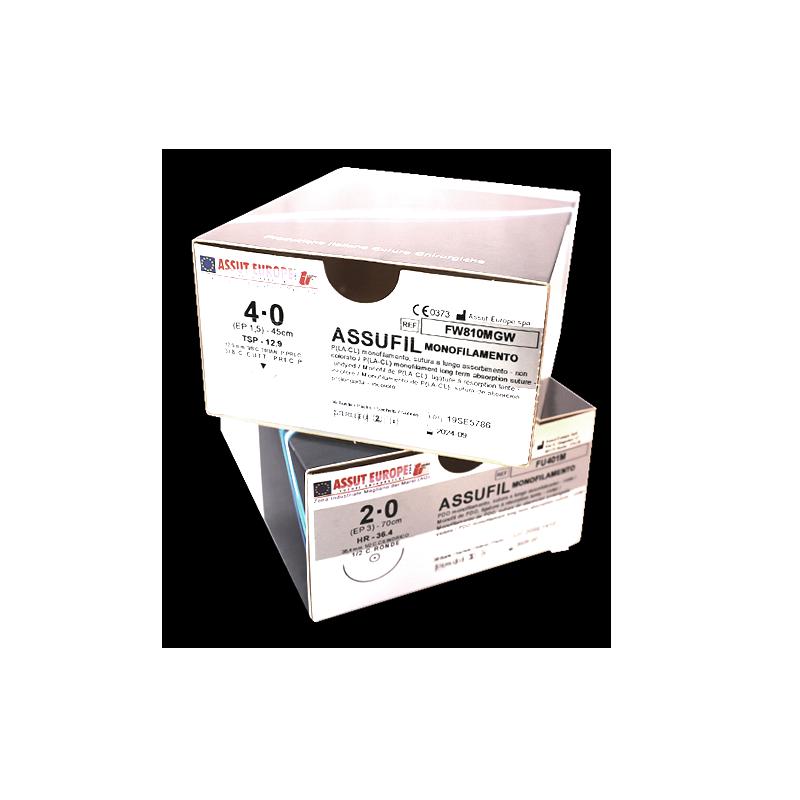 АССУФІЛ МОНОФІЛАМЕНТО (полідіоксанон), USP 3/0 фіолетова мононитка 70 см, посилена колюча голка 27 мм, 1/2 кола